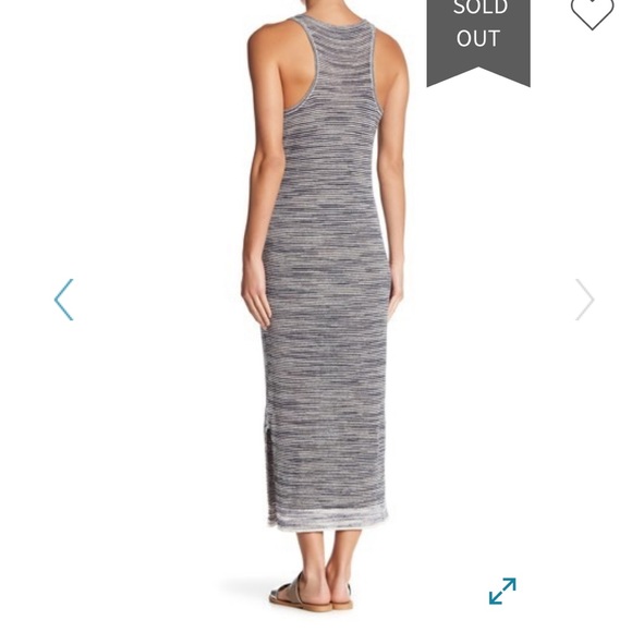 NYT Theory navy/white striped linen maxi dress - Picture 2 of 6